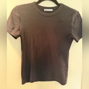 Zara Women’s Black Ribbed Tee